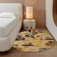 thumbnail image 3 of Construction Truck 8' Round Area Rug, Cartoon Grips and Bulldozers Turmeric Washable Non-Slip Large Circle Rugs for Living Room Bedroom, Soft Low Pile Rug Carpet for Dining Room Kitchen Farmhouse, 3 of 9