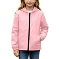 thumbnail image 3 of FSYBOA Girls Windbreaker Jackets Size 14-16T, Long Sleeve Drawstring Full Zip Waterproof Hooded Outerwear Pink, 3 of 9