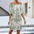 thumbnail image 2 of Zen Garden Green Women's Off The Shoulder Ruffles Summer Wedding Guest Loose Casual Party Beach Dress, 2 of 9