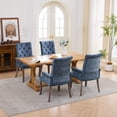 thumbnail image 4 of PAPROOS Upholstered Dining Chairs Set of 4, Chenille Tufted Dining Room Chairs with Arms, Nailhead Trim, Curved Solid Wood Legs, Modern Farmhouse Kitchen Chairs for Home Living Room, Blue, 4 of 9