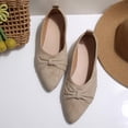 thumbnail image 5 of Gpaecead Women's Bow Dressy Shoes Pointed Toe Faux Suede Soft Sole Comfort Versatile Casual Slip On Flats For Work And Casual, Khaki, 5 of 8