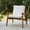Off-White Performance Boucle, variant on Grain Wood Furniture Solid Wood Mid Century Lounge Chair with Indigo Blue Cushions