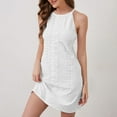 thumbnail image 5 of Blmnix Ladies' Dresses Elegant Sheath Lace Dresses White Halter Sleeveless Mini Winter Skirts for Women,S, 5 of 9