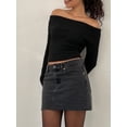 thumbnail image 3 of Arvbitana Women Teen Girls Off Shoulder Sweater Long Sleeve Boat Neck Knitwear Pullovers Solid Color Slim Knit Jumper Casual Crop Tops Streetwear, 3 of 6
