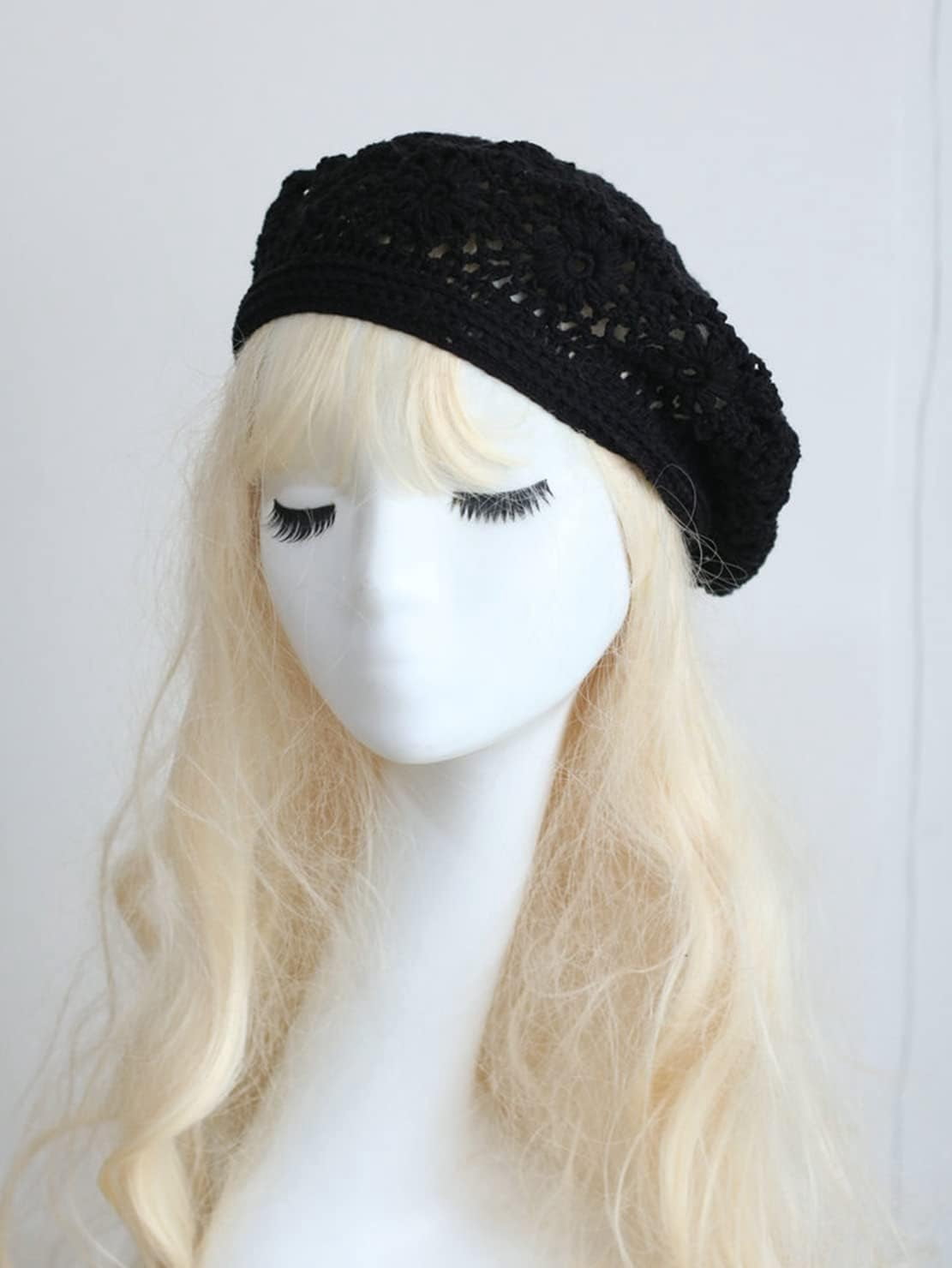 LinYooLi Hand Hook Hollowed-Out Chrysanthemum Beret, Hair Cap