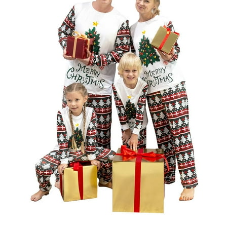

Ma&Baby Family Christmas Pajamas Matching Sets Christmas Tree Xmas Sleepwear Long Sleeve PJs Outfits