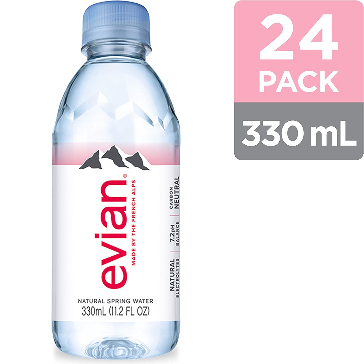 evian Natural Spring Water 330 mL/11.2 Fl Oz (Pack of 24) Mini-Bottles, Naturally Filtered Spring Water Small Water Bottles - 1