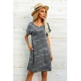 thumbnail image 5 of POSESHE Women's Camo Loose T-Shirt Dress, Round Neck Print Roll Sleeve Dresses, 5 of 5
