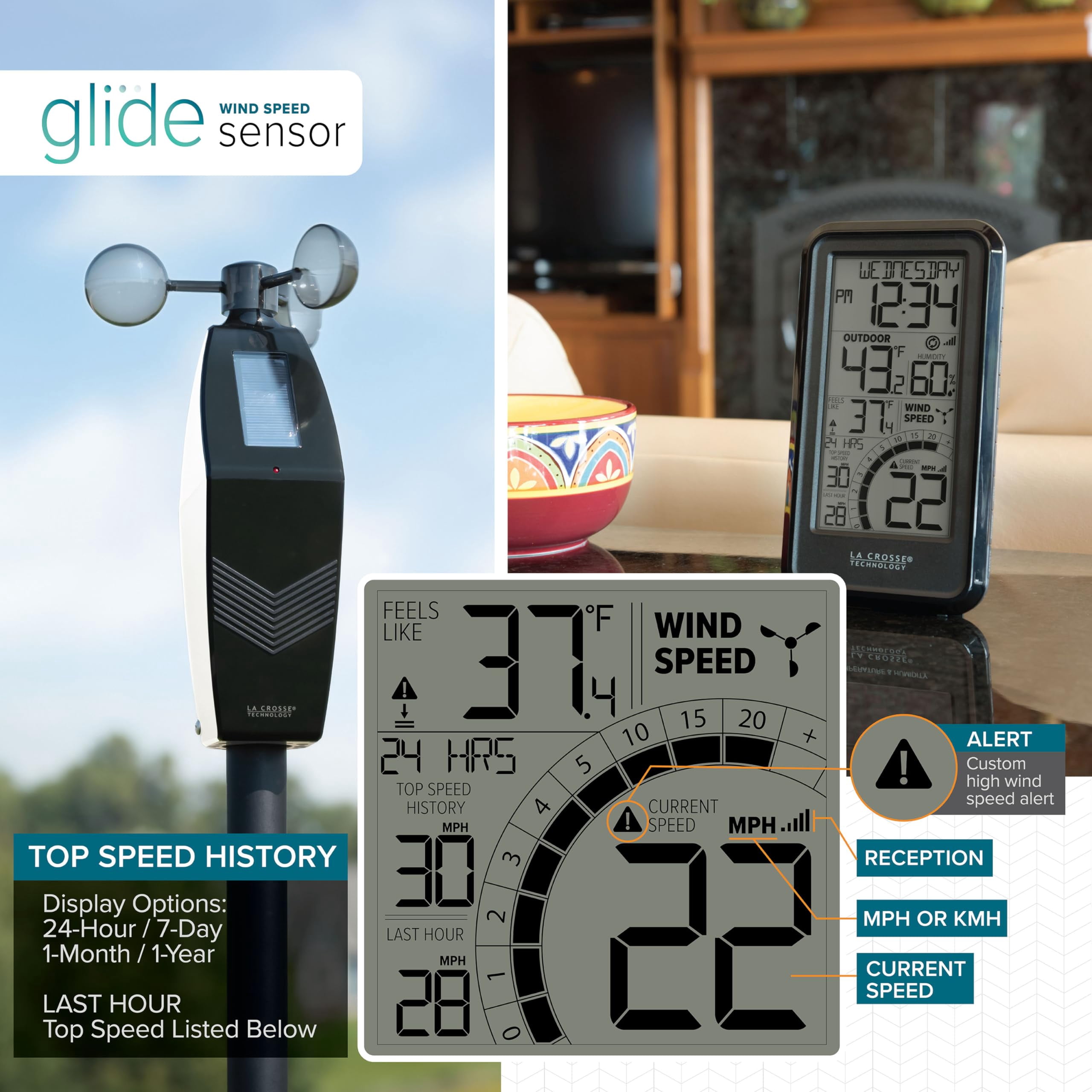 Black and White Digital Wind Speed Weather Station