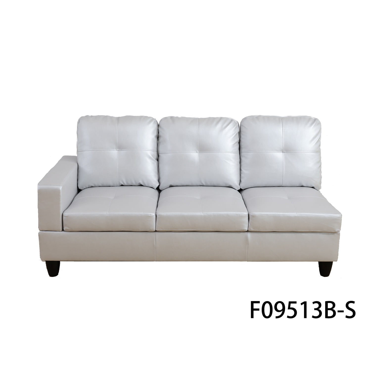 Hommoo L Shaped Sectional Couches and Sofas, 4-Seat Semi Semi PU Synthetic Leather Sectional Sofa Sets, Modern Living Room Furniture Sets, 17.5'' Back Height, Powder(No Ottoman)