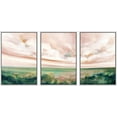 thumbnail image 2 of PixonSign Framed Wall Art Set Pastel Watercolor Pink Cloud Sky Green Countryside Hill Canvas Print Nature Wilderness Modern Art Decor Scenic Relax/Calm for Bedroom - 24"x36"x3 Panels White, 2 of 5
