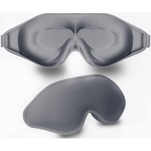 Sleep Mask, 3D Deep Contoured Eye Covers for Sleeping, 99% Block Out Light Eye Mask, Zero Eye Pressure Cup Blindfold for Men Women, with Adjustable Strap for Sleeping, Yoga, Traveling (Grey)