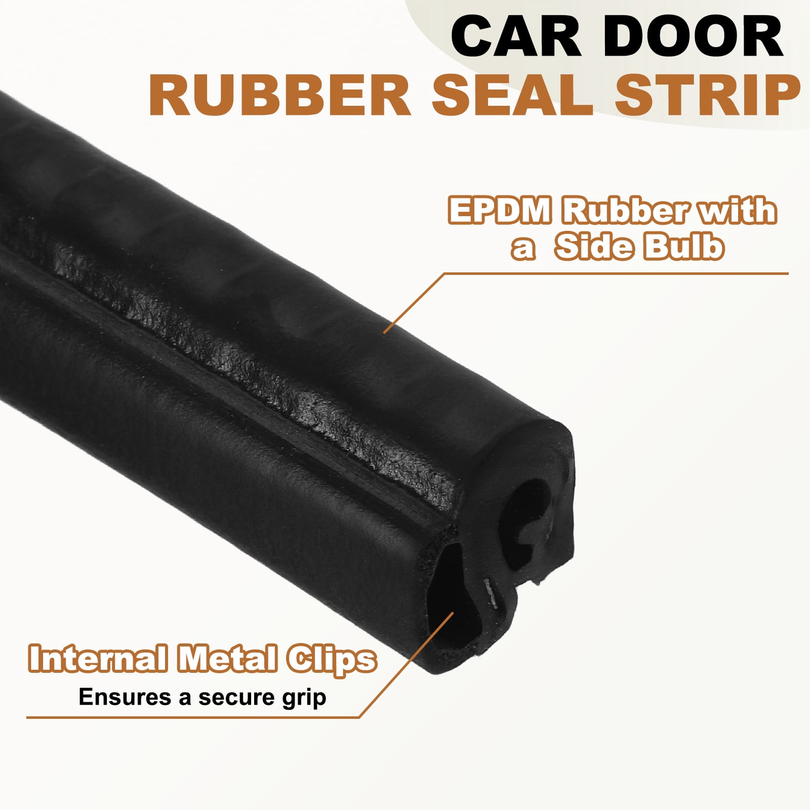 Door Weather Stripping 9.8FT, 12mm W x 12mm H EPDM Car Door Rubber Edge Trim Seal Strip Gasket with Side Bulb Fit 1mm to 2.5mm Edge for Electrical Cabinet Car Boat RV Truck, Black