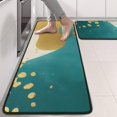 thumbnail image 2 of Kitchen Rugs Sets Of 2,Teal and Gold Marble Wavy Lines Pattern Anti Fatigue Kitchen Mat Rugs Non Slip Washable,Decorative Kitchen Floor Mats for Kitchen,Sink,Laundry,17"x47"+17"x47", 2 of 5