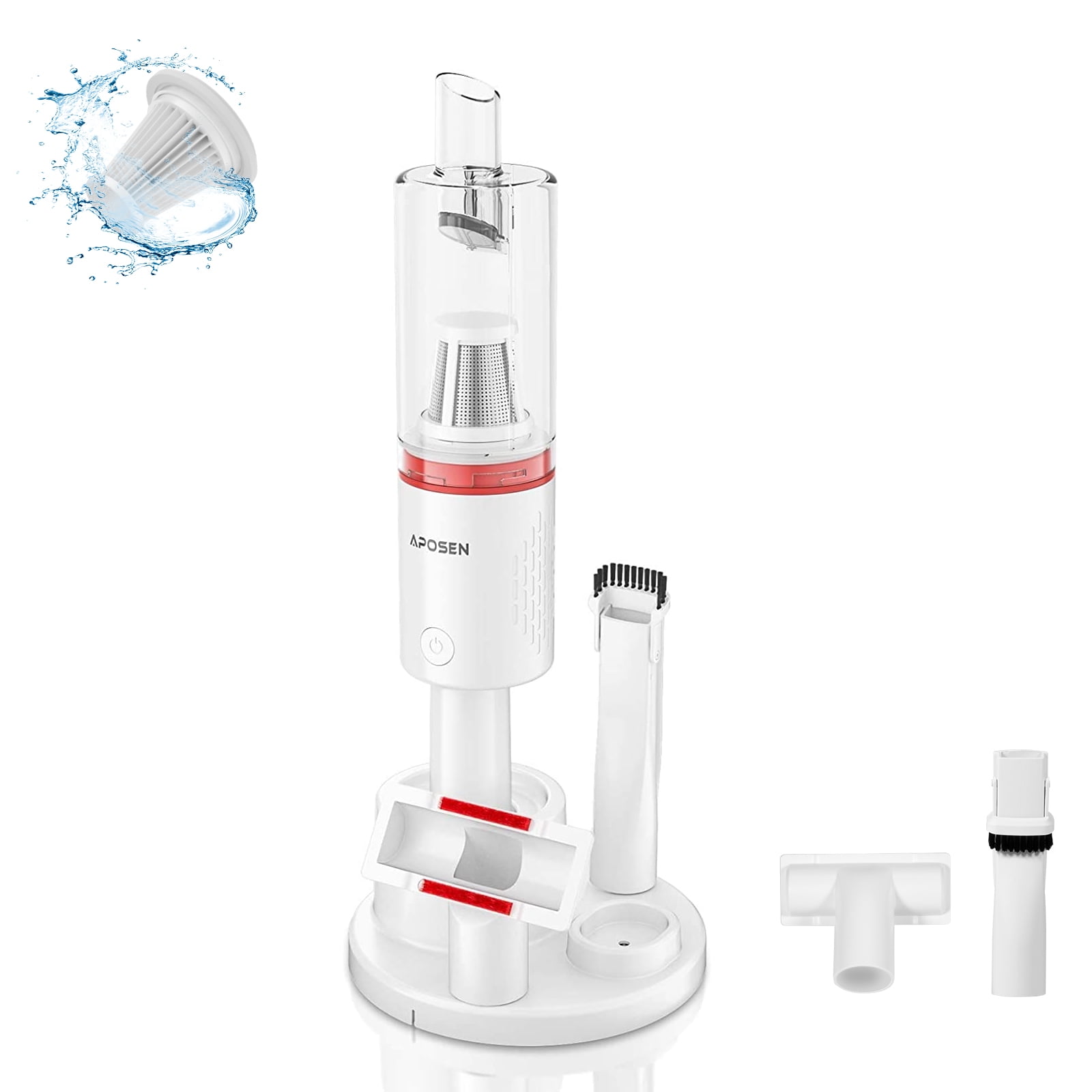 APOSEN Handheld Vacuum Hand Vacuum Cleaner with Store Dock, Lightweight, White