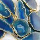 thumbnail image 3 of 3 Pcs Irregular Natural Agate Stone Slice Plating Brim Pendant DIY Hanging Accessories for Jewelry Necklace Sweater Zipper Wind Chime Ornament (Blue), 3 of 3