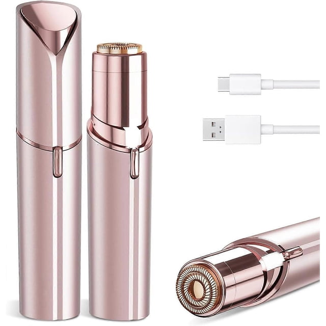 Facial Hair Removal for Women - Painless Facial Hair Remover - Electric Hair Removal Device for Face Lips Peach Fuzz with Light (Rose Gold) Rose Gold