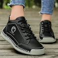 thumbnail image 2 of Women's Outdoor Casual Shoes,Fashion Vintage Hand-Stitching Leather Mid Top Non- Lace Up Travel Hiking Ankle Boots, 2 of 9