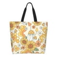 thumbnail image 1 of Balery Groovy Hippie Flower Mushrooms Bolsa Tote Estilo Estético con Cremalleras, Bolsa de Hombro, Bolsa de Compras Grande y Plegable, 1 of 8
