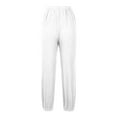 thumbnail image 6 of safuny Women's Jogger Cuff Pants Solid Clothing Summer Comfy Trousers Casual Drawstring Sports Fashion High Elastic Waist Retro White M, 6 of 9