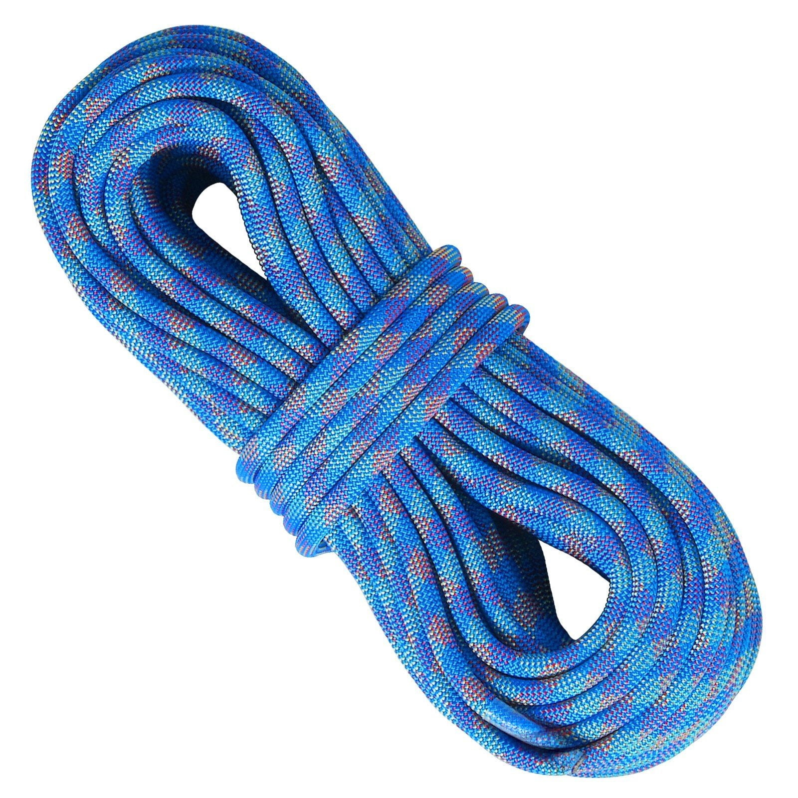 10.2mm Climbing Rope 40M, Dynamic Rope 25KN, Rock Climbing Rappelling Escape Rope with Steel Hooks - Blue