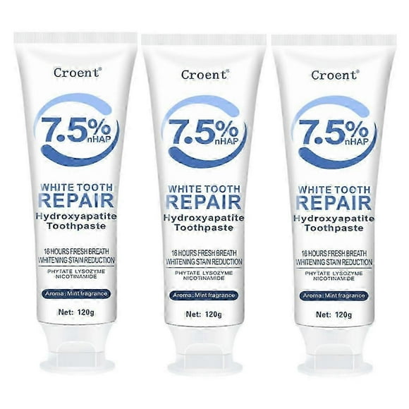 3PCS Hydroxyapatite Toothpaste for Advanced Enamel Protection, Refreshes Breath, Fluoride-Free Toothpaste for Sensitive Teeth