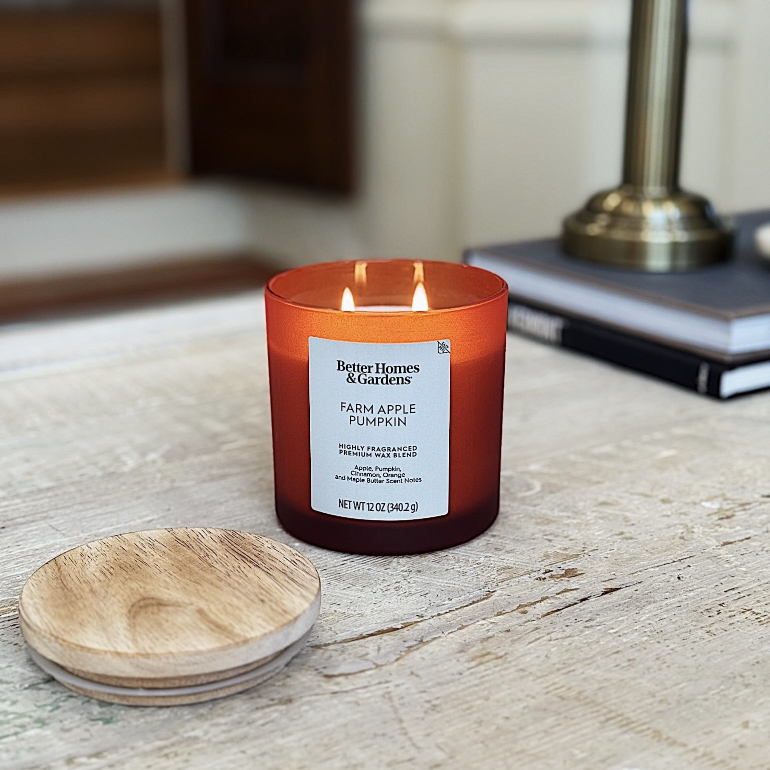 Better Homes & Gardens Farm Apple Pumpkin Scented 2-Wick Frosted Jar Candle, 12 oz
