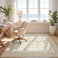 thumbnail image 3 of Design&I 4'x6' Washable Area Rug Flatweave Daily Traffic Ready Beige Minimalist Abstract Arches Boho Vintage Border Motifs Solid for Dorm Room, Living Apartment, 3 of 7