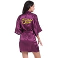thumbnail image 2 of LYMAYTER Women Birthday Short Robes Silky Kimono Nightgown Fashion Versatile Foil Letters Bathrobe S-2XL, 2 of 8