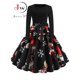 thumbnail image 2 of Vestido de Navidad de manga larga para mujer, bata Vintage, Swing Pinup, elegante, estampado informal, negro, invierno, 50S, 60S, 2 of 4