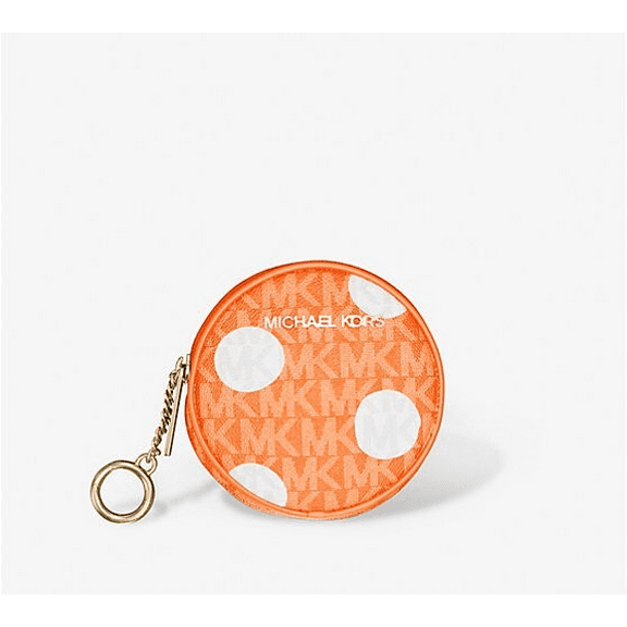 Michael Kors Jet Set Small Women Polka Dot Signature Logo Coin Pouch Red Clay (Red Clay Polka Dot)