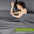 thumbnail image 5 of Baauye Cozy Bamboo Sheets Set, 4-Piece California King Sheet Set with 16" Deep Pockets, Soft and Breathable Bed Sheets, Dark Gray, 5 of 6
