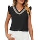 thumbnail image 2 of Blusas de encaje con escote en V para mujer, blusa de verano con encaje con escote en V para mujer, blusa de gasa con escote en V para mujer, diseño de última generación, 2 of 6