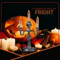 thumbnail image 3 of Skeleteen Haunted Halloween Candelabra Prop - LED Light up Skull Indoor Candelabra Candlesticks Holder Home Decoration for Halloween, 3 of 6