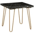 thumbnail image 1 of ACME Telestis Table d'Appoint Carré de 22 Pouces avec Dessus en Marbre, Noir et Or, 1 of 5
