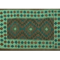 thumbnail image 1 of Ahgly Company Indoor Rectangle Oriental Turquoise Blue Traditional Area Rugs, 2' x 5', 1 of 4