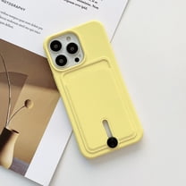 for iPhone 14 Pro Case with Card Holder Cover Microfiber Inner Lining Liquid Silicone Credit Card ID Slot Slim Soft TPU Rubber Shockproof Protective Wallet Phone Case for iPhone 14 Pro, Yellow
