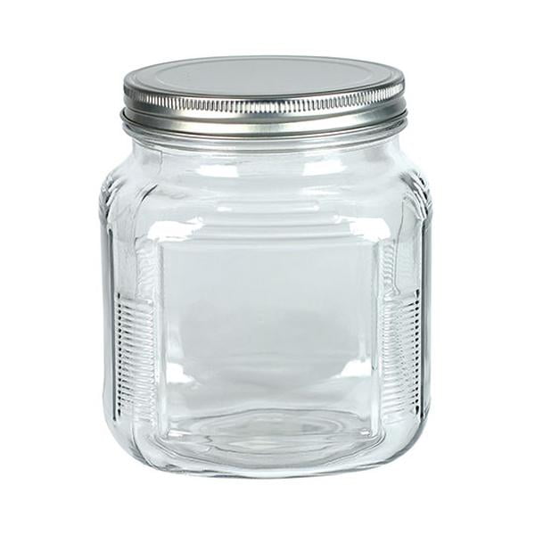 Mainstays Glass Jar with Brushed Aluminum Lid, 32 Ounces