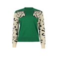 thumbnail image 3 of Jersey JUNBOON para mujer, casual, con estampado de leopardo, tejido verde, 3 of 6