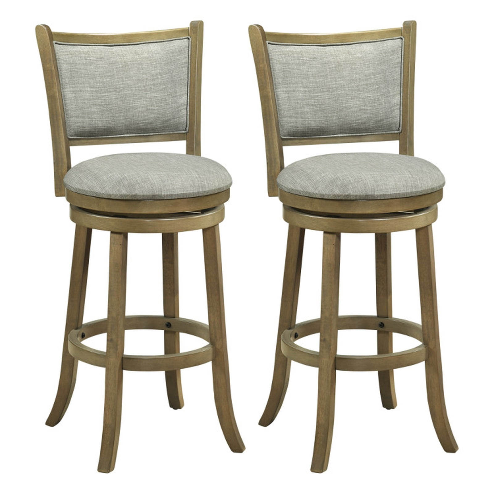 Furnibear Swivel Bar Stools Set of 2 with Soft-padded Back and Seat-L for Kitchen Island Counter Bar Pub Dining Home, Gray