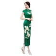 thumbnail image 5 of Vestido cheongsam de pasarela largo estilo chino elegante de doble capa para mamá joven retro, 5 of 5