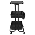 thumbnail image 1 of Alexent 2-Tier Table Top Plastic Storage Trolley Rolling Cart Organizer in Black, 1 of 12