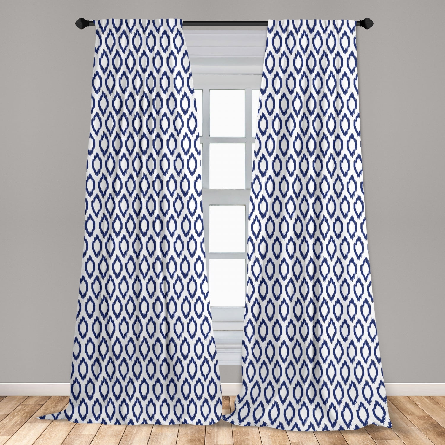Dark Blue Curtains 2 Panel Set Decor 5 Sizes Available Window Drapes Ambesonne 