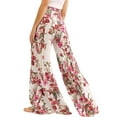 thumbnail image 2 of Gzhioc Women Floral Printed Pants, High Waist Casual Loose Flared Wide Leg Straight Printing Beach Trousers, 2 of 7