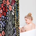 thumbnail image 3 of Extra Long Shower Curtain 72 x 84 Inch, Tall Cute Floral Shower Curtain for Bathroom, Colorful Wildflower Boho Cottagecore Fabric Shower Curtain Set with Hooks, Black, 3 of 6