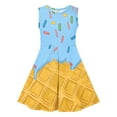 thumbnail image 5 of Piuwrlz Girls Play Casual Dresses Girl Summer Dresses Crew Neck Pleated Skirts Blue Size 13 Years, 5 of 8
