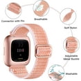 thumbnail image 2 of Tianle Elastic Bands Compatible with Fitbit Versa 2 Band Women Men, 2Pack Soft Adjustable Nylon Breathable Sport Band for Versa/Versa 2/Versa Lite/SE Smartwatch Loop Stretchy Wristband, Black/Pinksand, 2 of 7