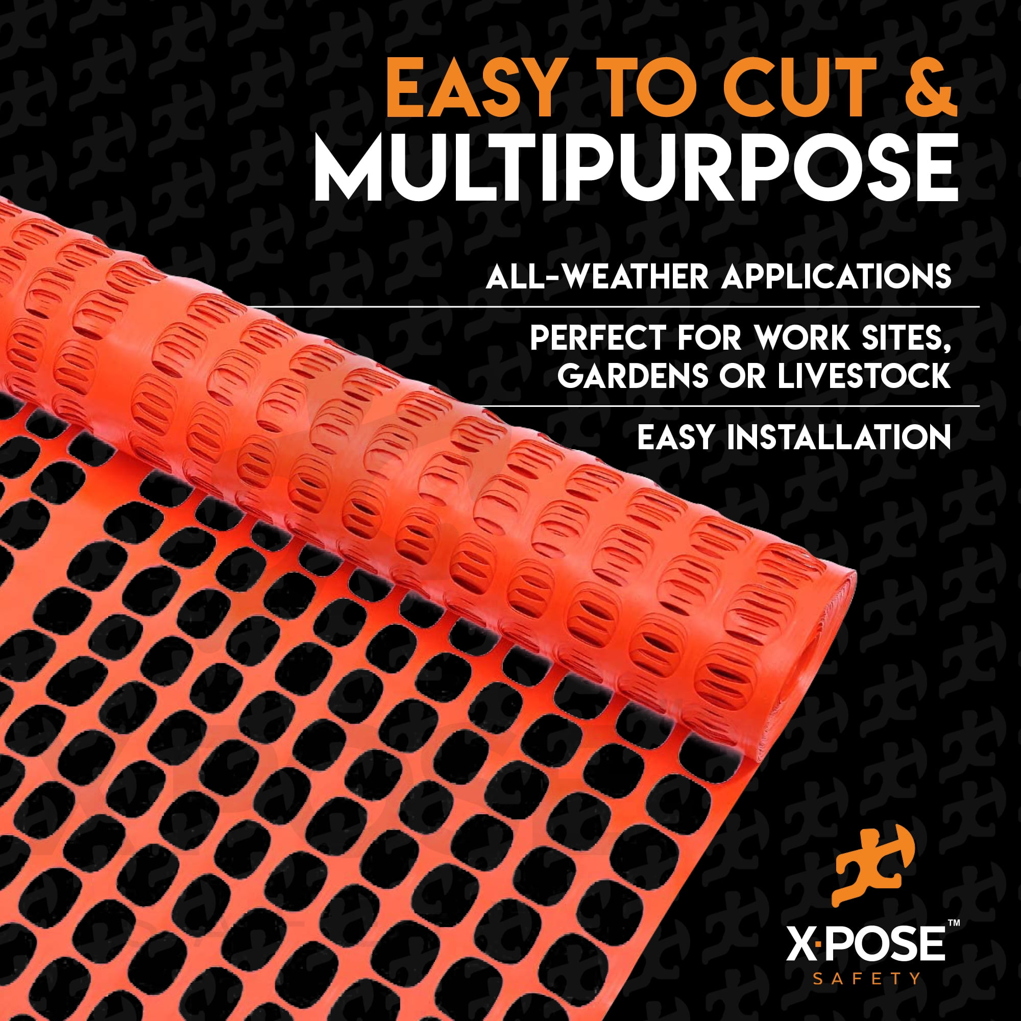 Xpose Safety Orange Safety Privacy Fence - 4' x 100' - Garden Netting, Fencing Screen for Yard, Outdoor Snow, Dog and Pet Fence, Chicken Enclosure - Barrier Protection for Deer, Rabbit, Small Animal