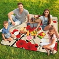 thumbnail image 7 of Red Plum Blossoms Bamboo Background Pattern Outdoor Picnic Blanket, Foldable Waterproof Beach Mat, Portable Beach Blanket for Beach Camping, Hiking, Family Concerts, 7 of 7