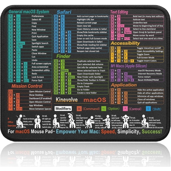 Mouse Pad for Excel/Word/PowerPoint/Windows Shortcuts – Small Excel Cheat Sheet Desk Pad – 11.8"x9.8" Portable Computer Mousepad – Gaming, Office, Waterproof, Non-Slip, Stitched Edges